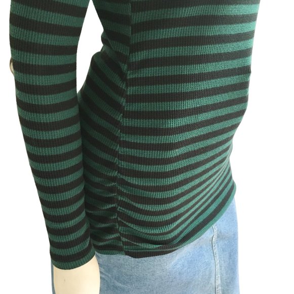 MOTHERHOOD MATERNITY Striped Waffle Thermal Shirt with Lace yoke SZ S - Picture 5 of 10